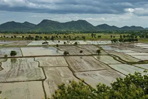Southeast Asia Rice Cultivation Imprime: Rice fields from the temple complex