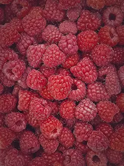 Empty Background Graphic Imprime: Ripe red raspberry texture background