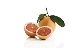 Balanced Diet Vitamins Imprime: Ruby Red grapefruit with stem and leaves