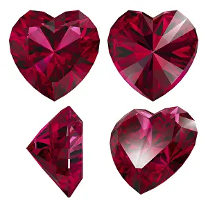 Isolated Heart Shape Imprime: Ruby red heart shape isolated different views