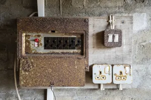 Pantalla de control oxidada, Gibraltar.