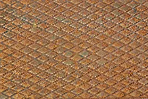 Metal Texture Background Imprime: Rusty iron plate with pattern as background