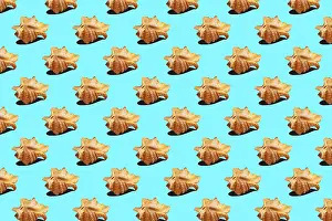 Deserted Beach Wallpaper Imprime: Seashells on blue, background, seamless pattern