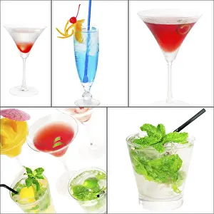 Deserted Nightlife Scene Imprime: Selection of cocktails drinks collage composition nested on a square frame
