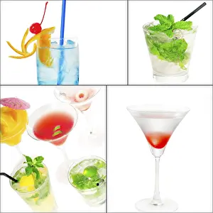 Deserted Nightlife Scene Imprime: Selection of cocktails drinks collage composition nested on a square frame