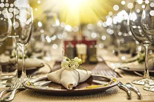 Elegant Table Setting Imprime: Serving of restaurant table close up