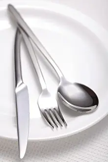 Empty Kitchen Scene Imprime: Set of kitchen object on a white background