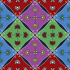 Full Frame Flower Pattern Imprime: Simple geometric vector seamless pattern with flowers