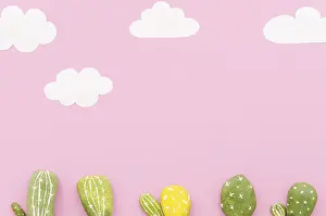 High Quality Photo Imprime: Small cactuses with paper clouds table