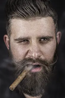 Bearded Man Imprime: A solid man with a beard and mustache