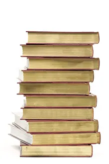 Deserted Book Pile Imprime: Stack of books isolated on a white background