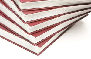 Deserted Book Pile Imprime: Stack of books isolated on a white background