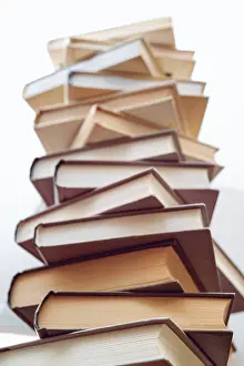 Stacked Books Imprime: Stack of books in library. Scientific