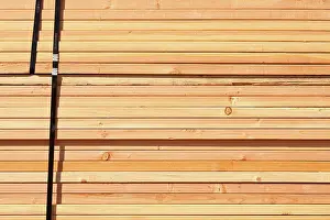 Construction Site Background Imprime: Stack of Building Lumber at Construction Site
