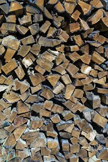 Deserted Wood Stack Imprime: Stack of firewood, background Austria
