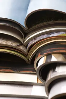 Deserted Library Interior Imprime: Stack of magazines, poland