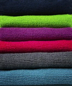 Cleanliness Products Imprime: A stack of multicolored, microfiber cloths