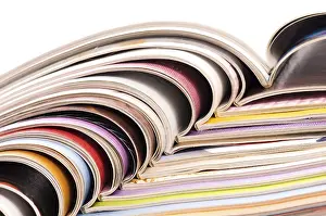 Environmental Awareness Image Imprime: Stack of open magazines