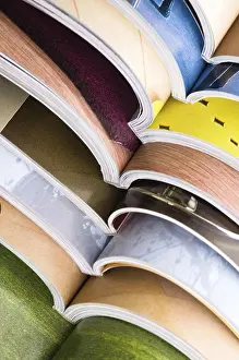 Environmental Awareness Photo Imprime: Stack of open magazines