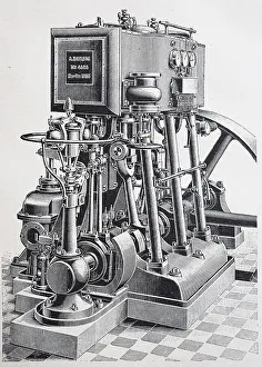 Máquina de vapor compuesta con control de precisión.