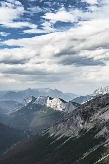 High Angle View Of Mountains Imprime: Striking mountain range, dramatic mood