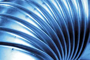 Blue Background Studio Photography Imprime: Structure of a blue pipe