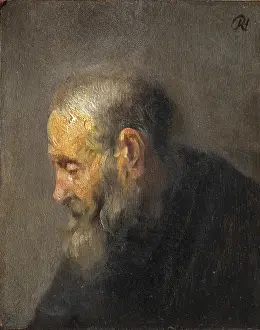 Rembrandt Van Rijn Imprime: Estudio de un Viejo en Perfil.
