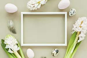 Pastel Colored Background Imprime: Subtle Easter mockup with white frame