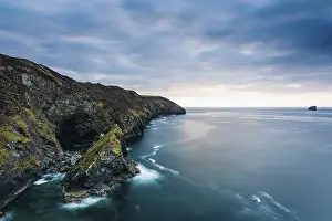 Steep Cliff Photography Imprime: Sunset over Cliffs in St Agnes