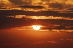 Overcast Sky Photography Imprime: Sunset with Cloudy Sky Germany