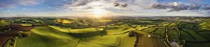 High Angle View Of Devon Fields Imprime: Sunset over Devon Windmill from a drone