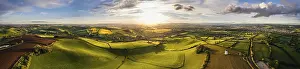 Agricultural Landscapes UK Imprime: Sunset over Devon Windmill from a drone