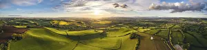 Devon Windmill Aerial View Imprime: Sunset over Devon Windmill from a drone