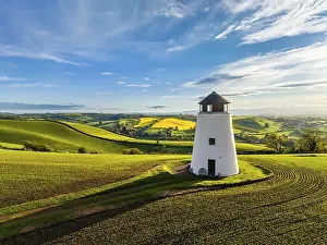 Drone View Of Devon Imprime: Sunset over Devon Windmill from a drone