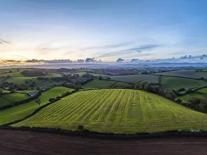 Agricultural Landscapes UK Imprime: Sunset over Fields and Farms, Devon