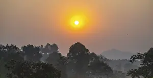 Atmospheric Landscape Shots Imprime: Sunset over the forest, Uganda