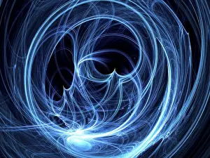 Computer Generated Image Imprime: Tangled glowing threads - abstract computer generated background