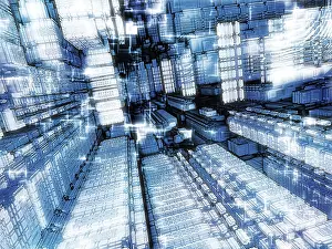 Virtual Reality Concept Image Imprime: Tech abstract background - computer-generated image