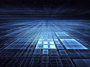 Fractal Art Background Imprime: Tech background ar backdrop - abstract computer-generated 3d illustration