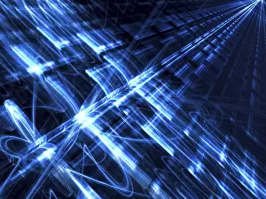 Arte Digital Imprime: Fondo tecnológico con efectos de luz - imagen generada por computadora abstracta.