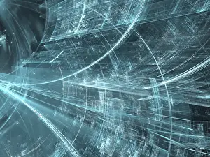Deserted Surface Design Imprime: Technology tunnel - abstract computer-generated image