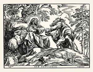 Historic Religious Texts Imprime: The Temptation of Christ by the Devil