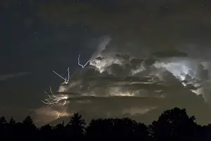 Thunderstorm Germany Imprime: Thundercloud and lightning in the evening