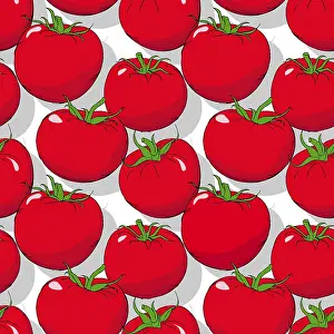 Editable Vector Template Imprime: Tomatoes repeating pattern, editable vector template