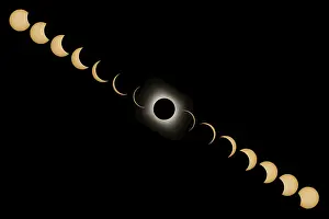 Natural Scientific Phenomenon Imprime: Total Solar Eclipse phases. Composite Solar Eclipse