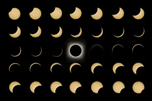 Impresión enmarcada : Fases del Eclipse Solar Total, Eclipse Solar Compuesto.