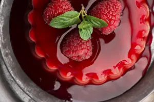 Raspberry Dessert Imprime: Vanilla pudding with raspberry and raspberry sauce