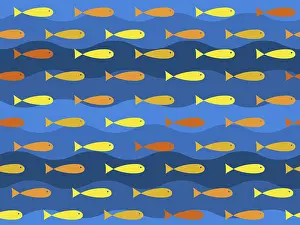 Uninhabited Underwater Scene Imprime: Vector fish underwater seamless pattern