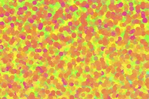 Abstract Art Background Imprime: A vibrant abstract composition featuring overlapping points patterns in pink