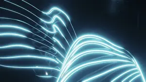 Dark Background Design Imprime: Vibrant neon lines create an abstract pattern against a deep